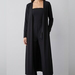 Boohoo Black Long Sleeve Open-Front Maxi duster - size 6